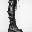 black high boots with platform or heels 43 Russian size (or 10uk)