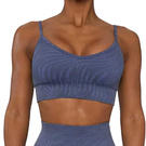 Women's 2 Piece Workout Set Sports Bra High Waist Yoga Leggings Spaghetti Strap Seamless Yoga Set (Blue)