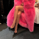 розовая шуба pink fur coat
