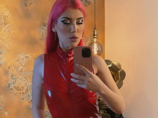 Miss Emilly in red latex