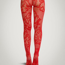 ToBeInStyle | Red Floral Fishnet Tights